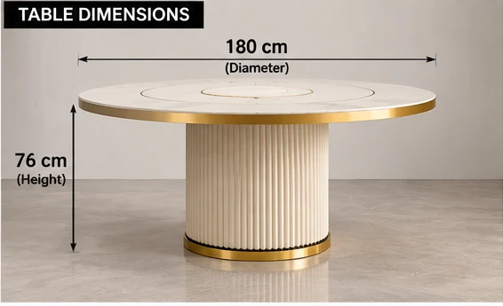 Mia Luxury Round 8 Seater Marble & Gold Dining Suite