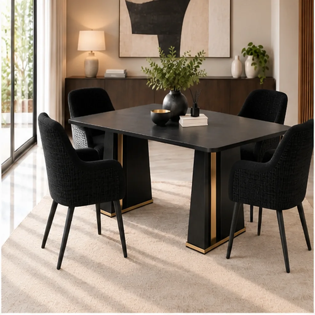 Joanne Premium 4-Seater Dining Set - Black AI