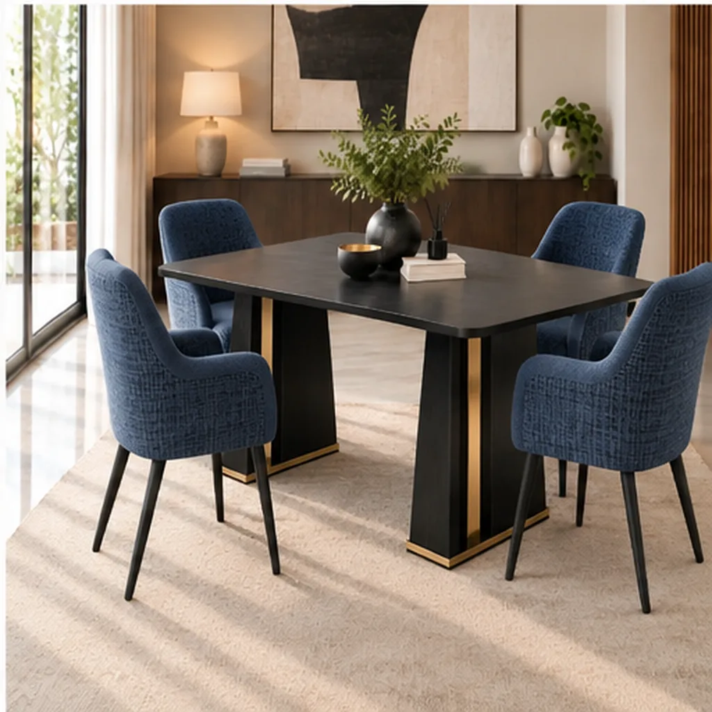 Joanne Premium 4-Seater Dining Set - Blue AI