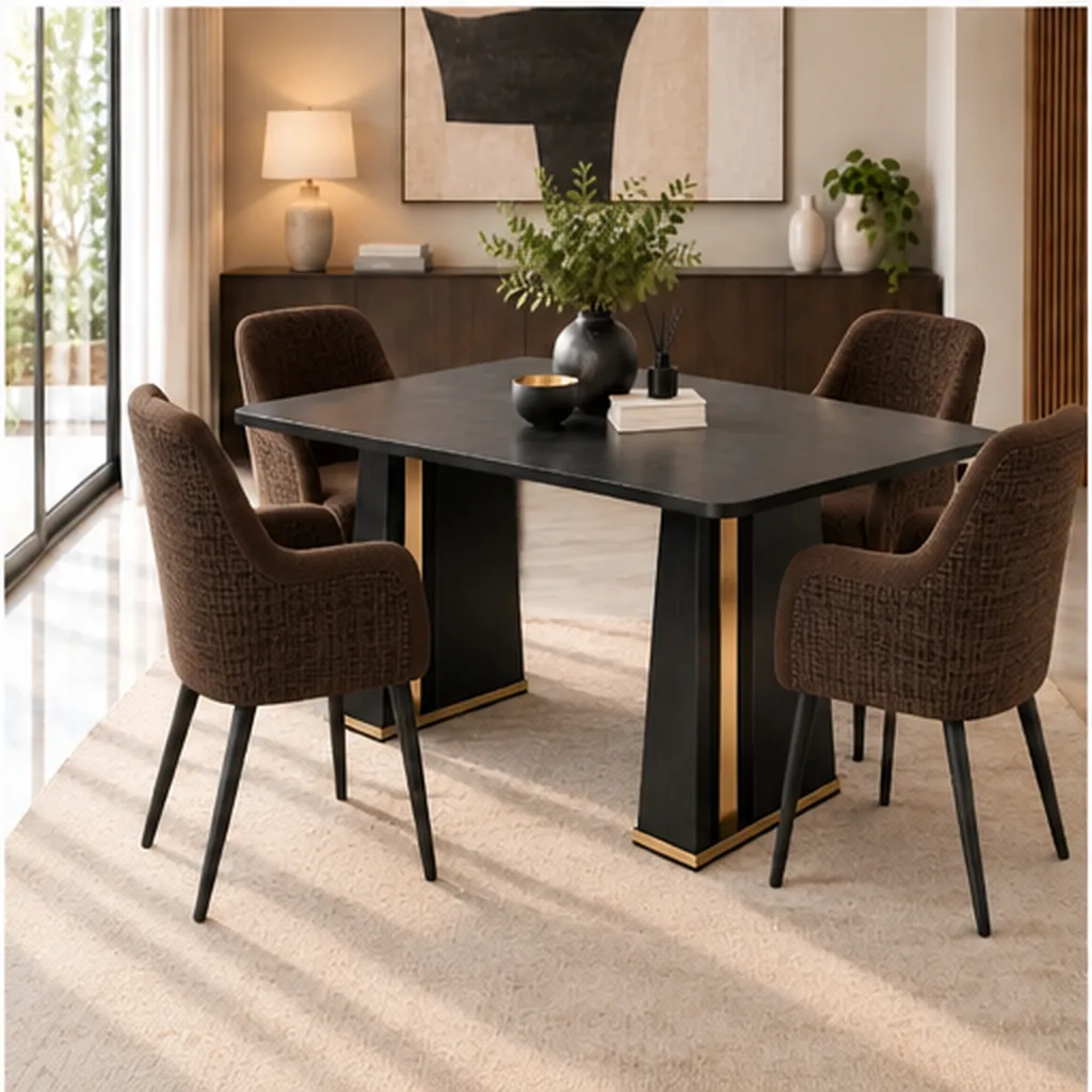 Joanne Premium 4-Seater Dining Set - Dark Brown AI