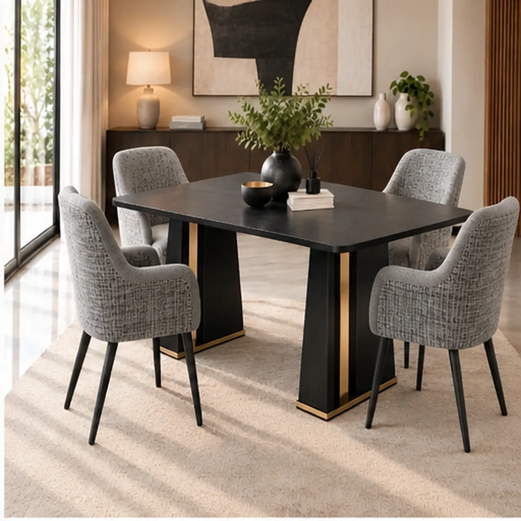 Joanne Premium 4-Seater Dining Set - Grey AI