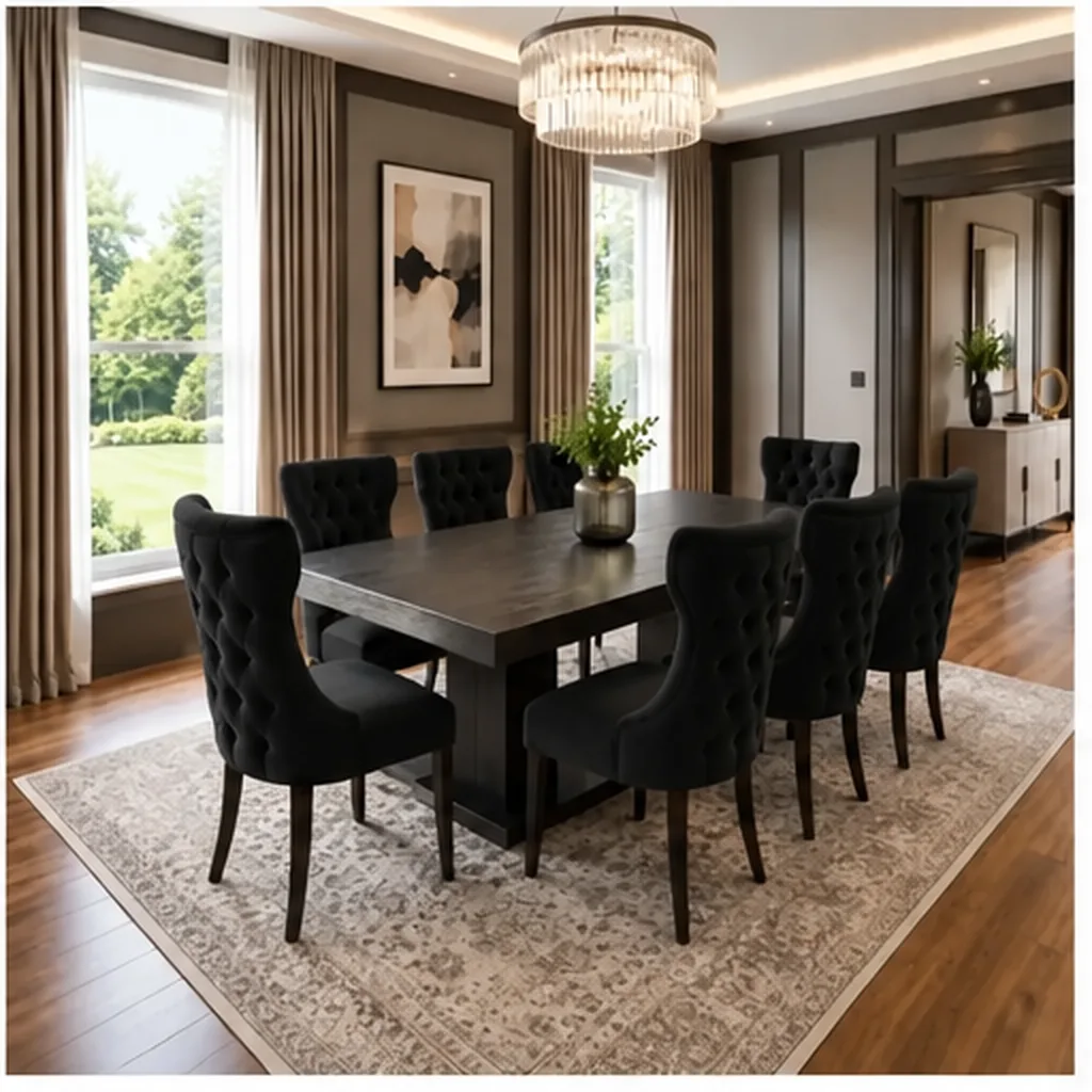 Luxury 8 Modern Seater Dinning Table Set Engineered Wood 8 Seater Dining Set